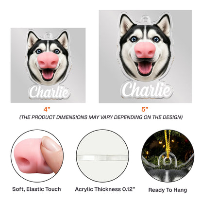 Custom Funny Dog Photo Squishy Nose - Personalized Ornament