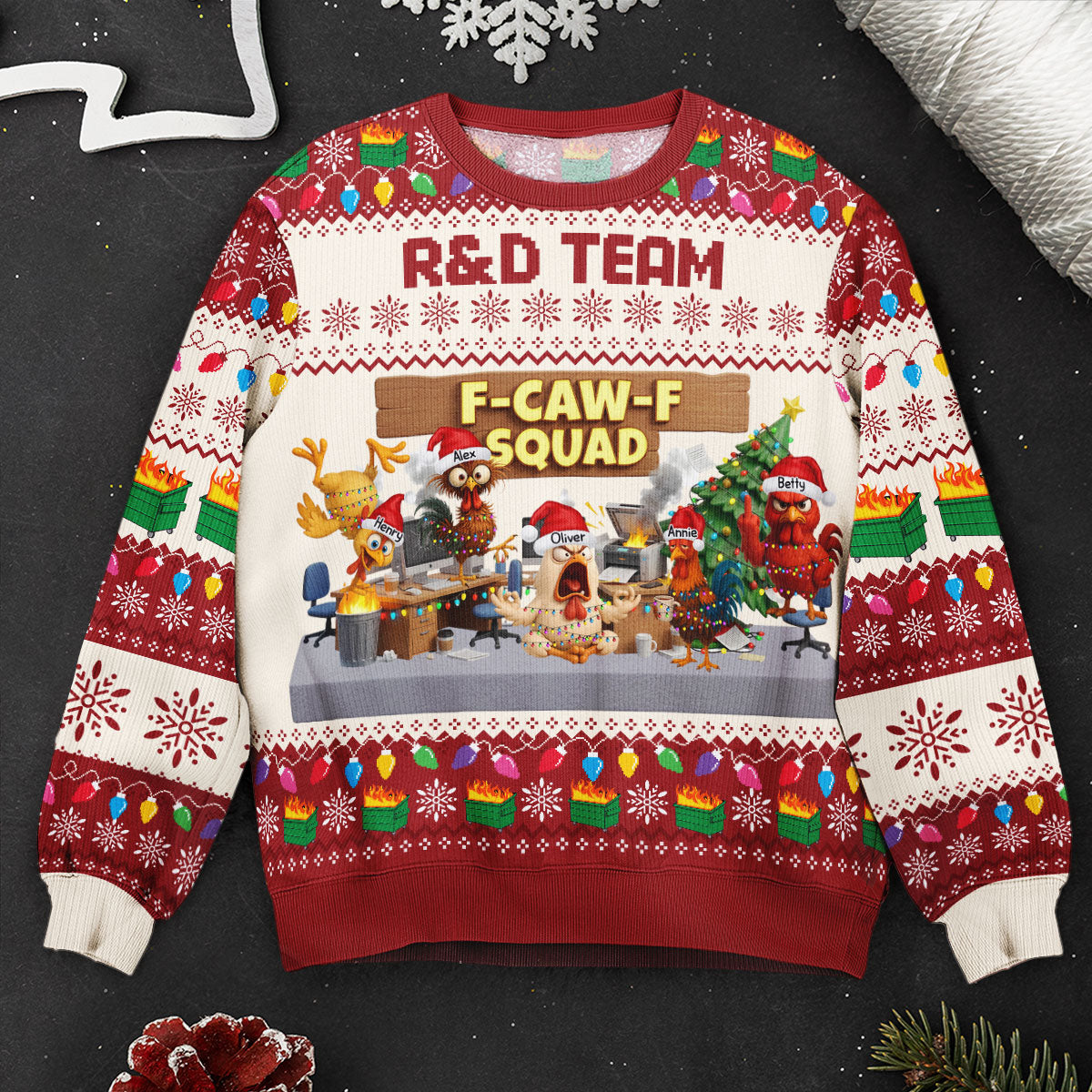 F-Caw-F Squad - For Funny Ugly Sweater Party - Personalized Sweater