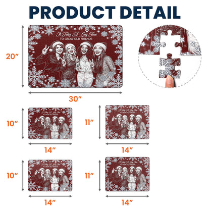 Custom Photo Sketch Line Art Friendship Gifts For Her, Christmas Night - Personalized Jigsaw Puzzle