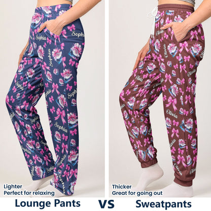 Coquette Bow Ice Skating Custom Name Gift Figure Skater, Ice Skater, Ice Skating Girl - Personalized Lounge Pants