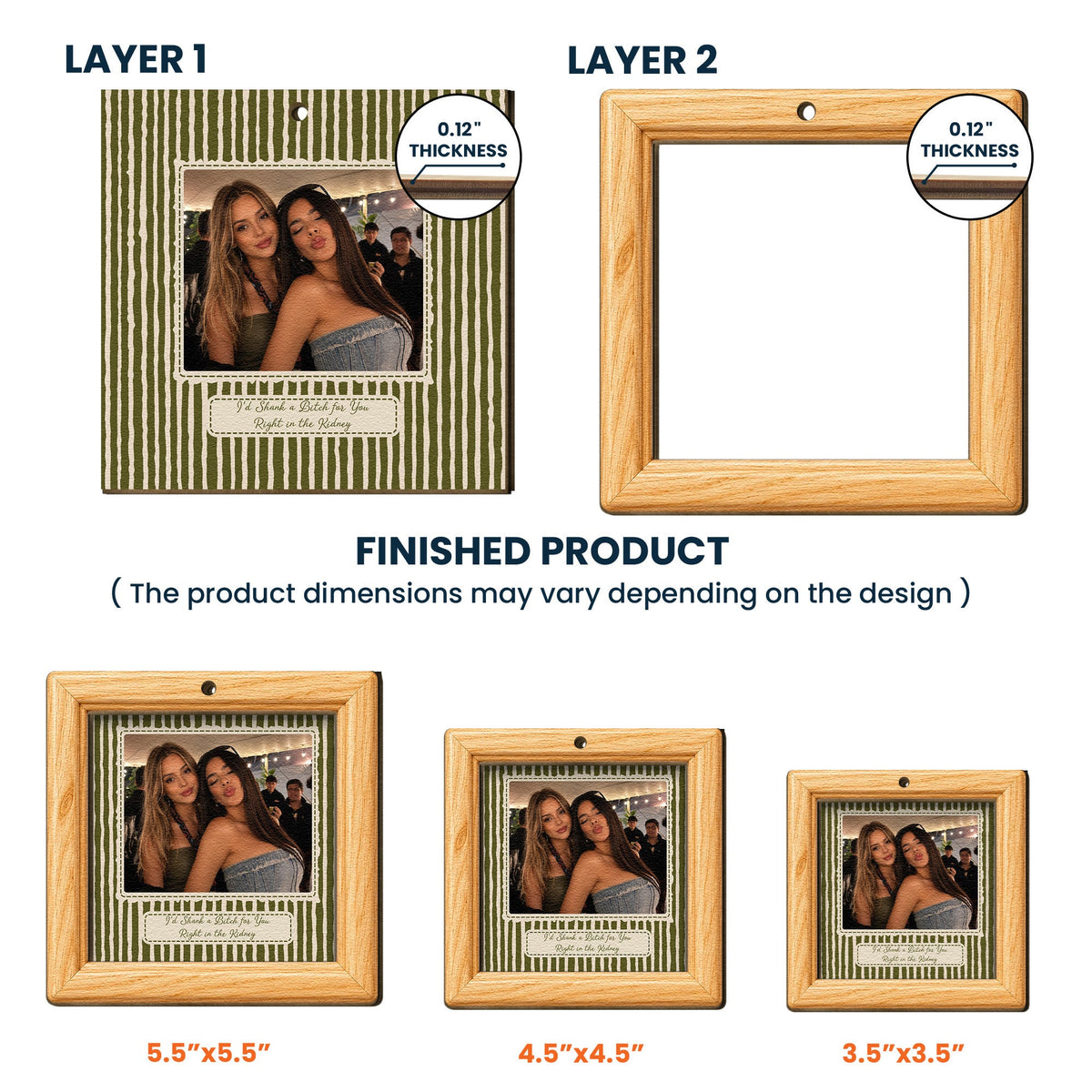 Best Friend Custom Photo - Christmas Gifts For Bestie, Sister - Vintage Stripe - Personalized Ornament