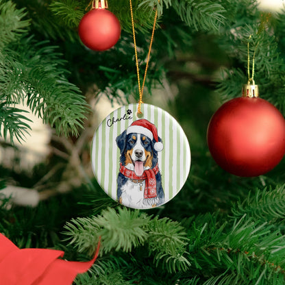 Custom Pet Christmas Watercolor Striped Pattern - Personalized Ornament