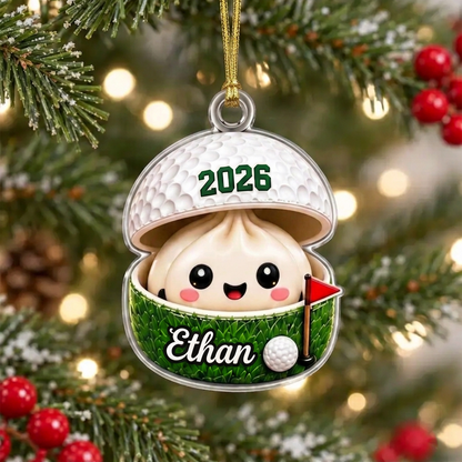 Personalized Sports Dumpling Ornament, Custom Name Football Baseball Hockey Golf Christmas Gift