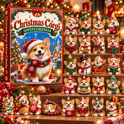 Christmas Corgi 2D Acrylic Advent Calendar – Cute Holiday Dog Countdown Collection