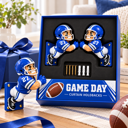 Personalized American Football Player Curtain Holdbacks – Set of 2 Resin Curtain Tiebacks, Football Fan Gift