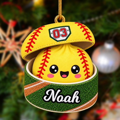 Personalized Baseball Softball Christmas Ornament With Custom Name And Number