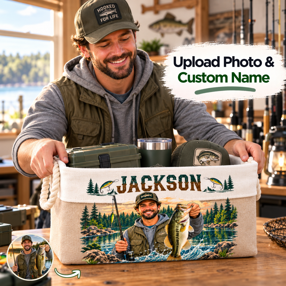 Personalized Fishing Storage Basket – Fishing Adventures & Outdoor Life