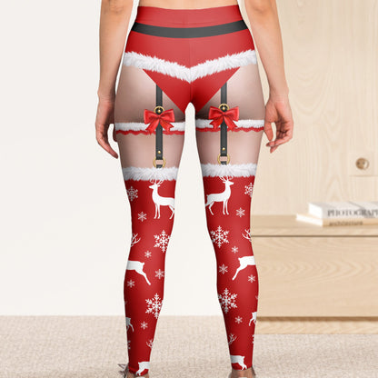 Funny Santa Nice List Pants, Holiday Gag Gift, Cute Xmas Characters - Personalized Leggings