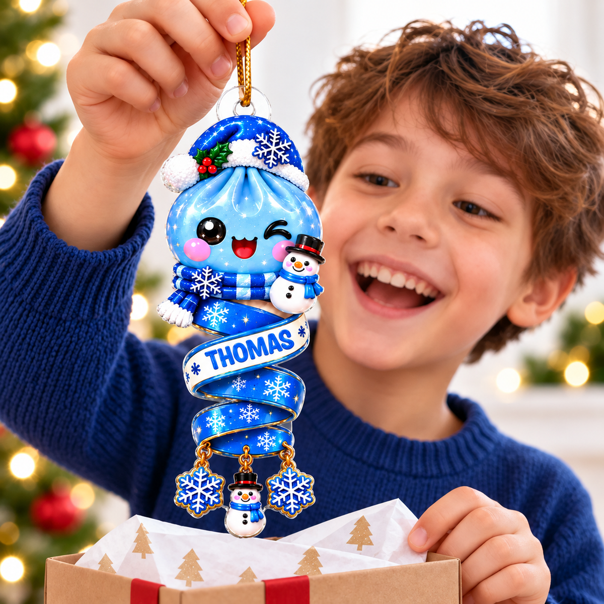Cute Dumpling Kids Character - Personalized Acrylic Ornament - Christmas Gift for Daughter, Son, Kids