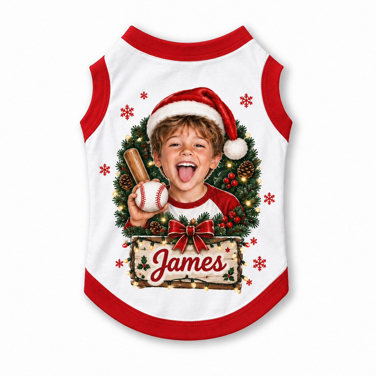 Custom Photo Baseball Christmas Matching Family Pajamas