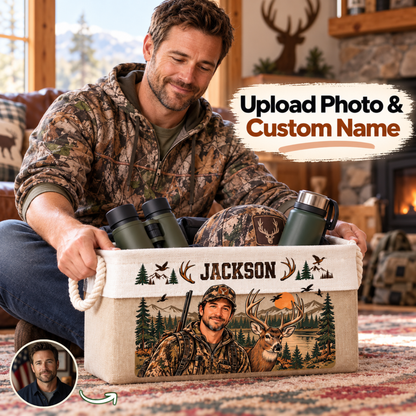 Personalized Hunting Storage Basket – Deer Hunting & Outdoor Adventures