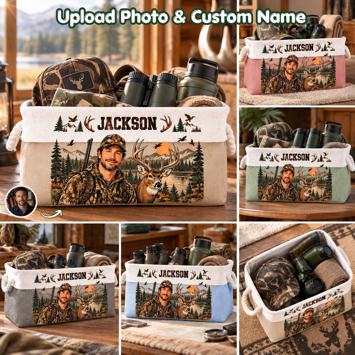 Personalized Hunting Storage Basket – Deer Hunting & Outdoor Adventures