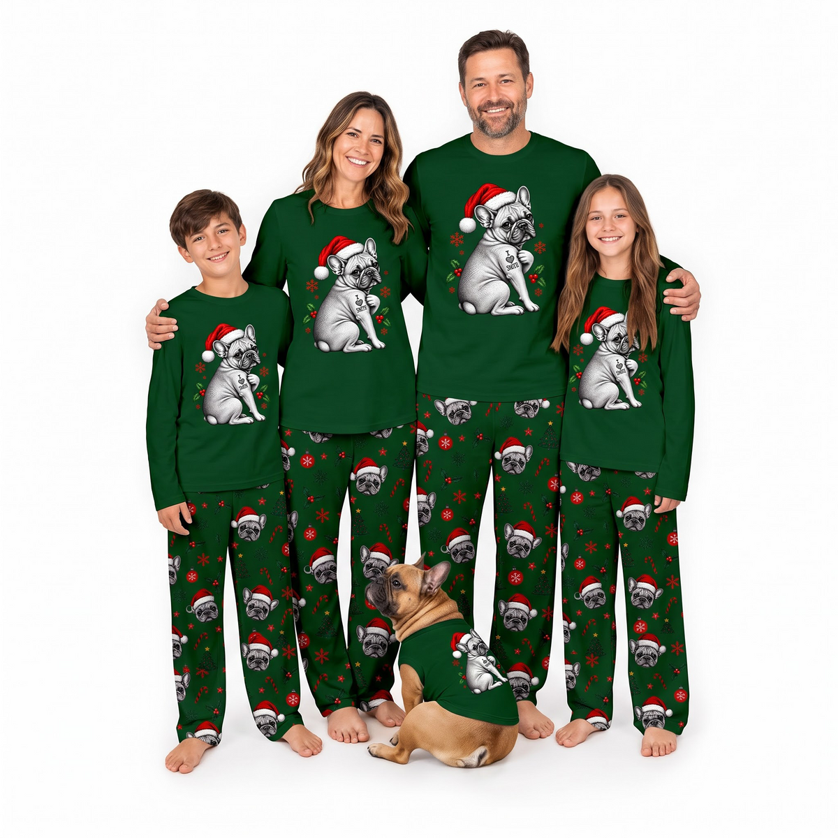 Cute French Bulldog Santa Hat Matching Christmas Pajamas