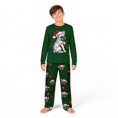 Cute French Bulldog Santa Hat Matching Christmas Pajamas