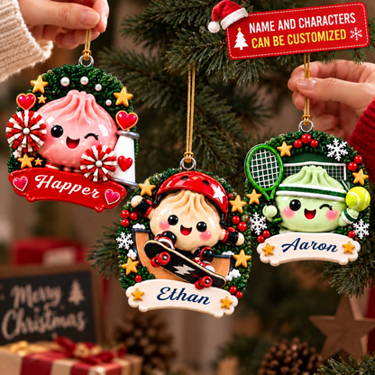 Dumpling Christmas Sports - Personalized Custom Shape Mica Ornament - Christmas Gift For Kids, Friends