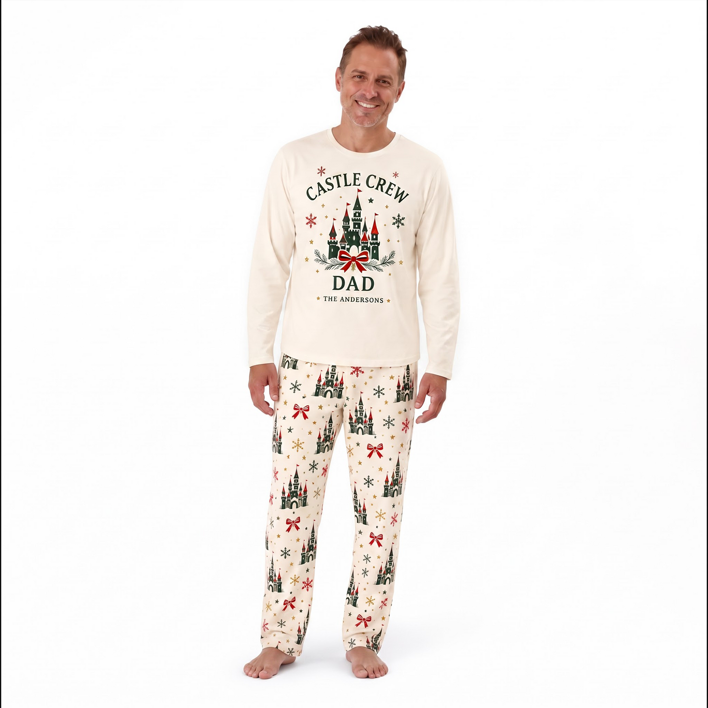 Festive Castle Crew Personalized Family Christmas Pajamas With Pet