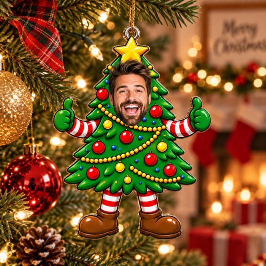 Funny Christmas Tree - Personalized Custom Face Christmas Ornament