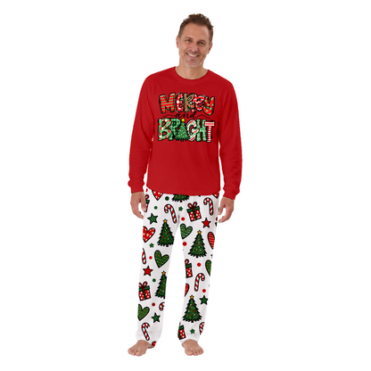 Festive Merry And Bright Family Christmas Pajamas With Pet