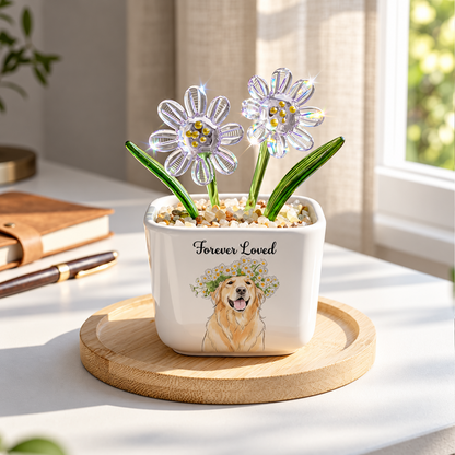 Turn Photo Into Watercolor Art - Memorial Pet - Custom Glass Birth Flower - Personalized Plant Pot