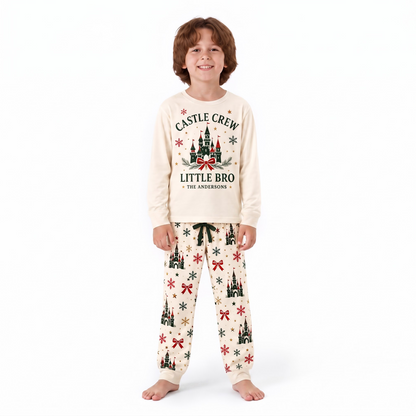 Festive Castle Crew Personalized Family Christmas Pajamas With Pet