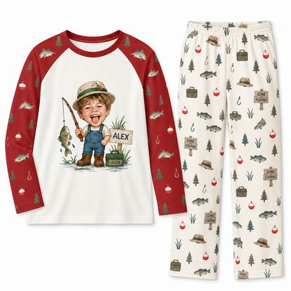 Custom Face Fisherman Gone Fishing Matching Pajamas