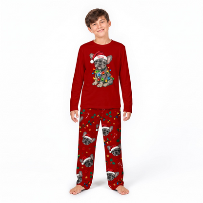 Cute Personalized French Bulldog Christmas Lights Pyjama Set