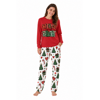 Festive Merry And Bright Family Christmas Pajamas With Pet