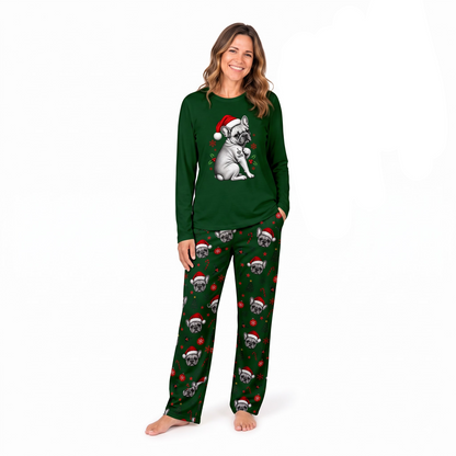Cute French Bulldog Santa Hat Matching Christmas Pajamas