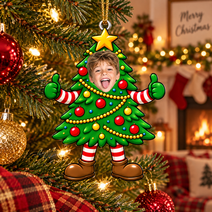Funny Christmas Tree - Personalized Custom Face Christmas Ornament