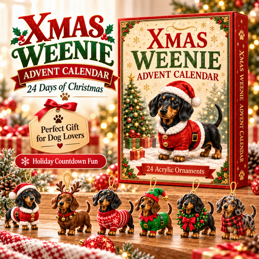 Dachshund Christmas Advent Calendar 2026 – 24 Acrylic Ornaments Xmas Gift