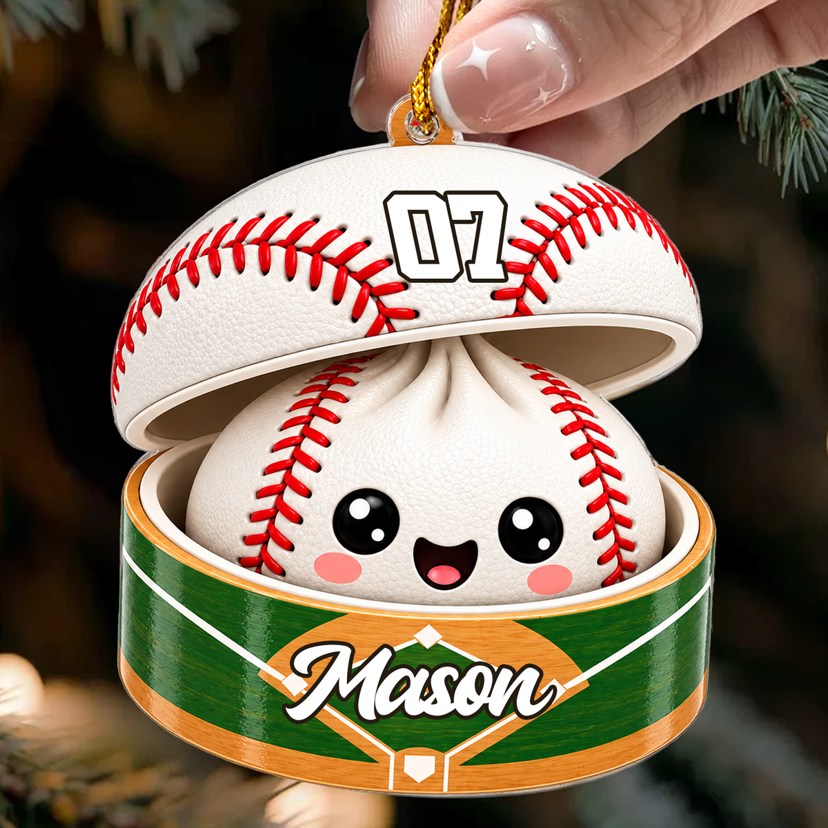 Cute Dumplings For Baseball, Softball, Soccer, Football, Basketball, Hockey Lover - Personalized Ornament