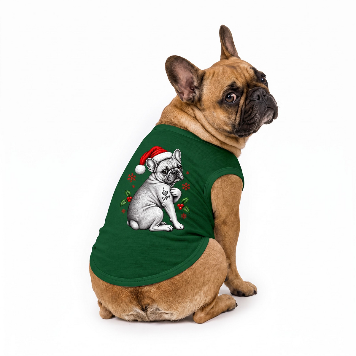 Cute French Bulldog Santa Hat Matching Christmas Pajamas