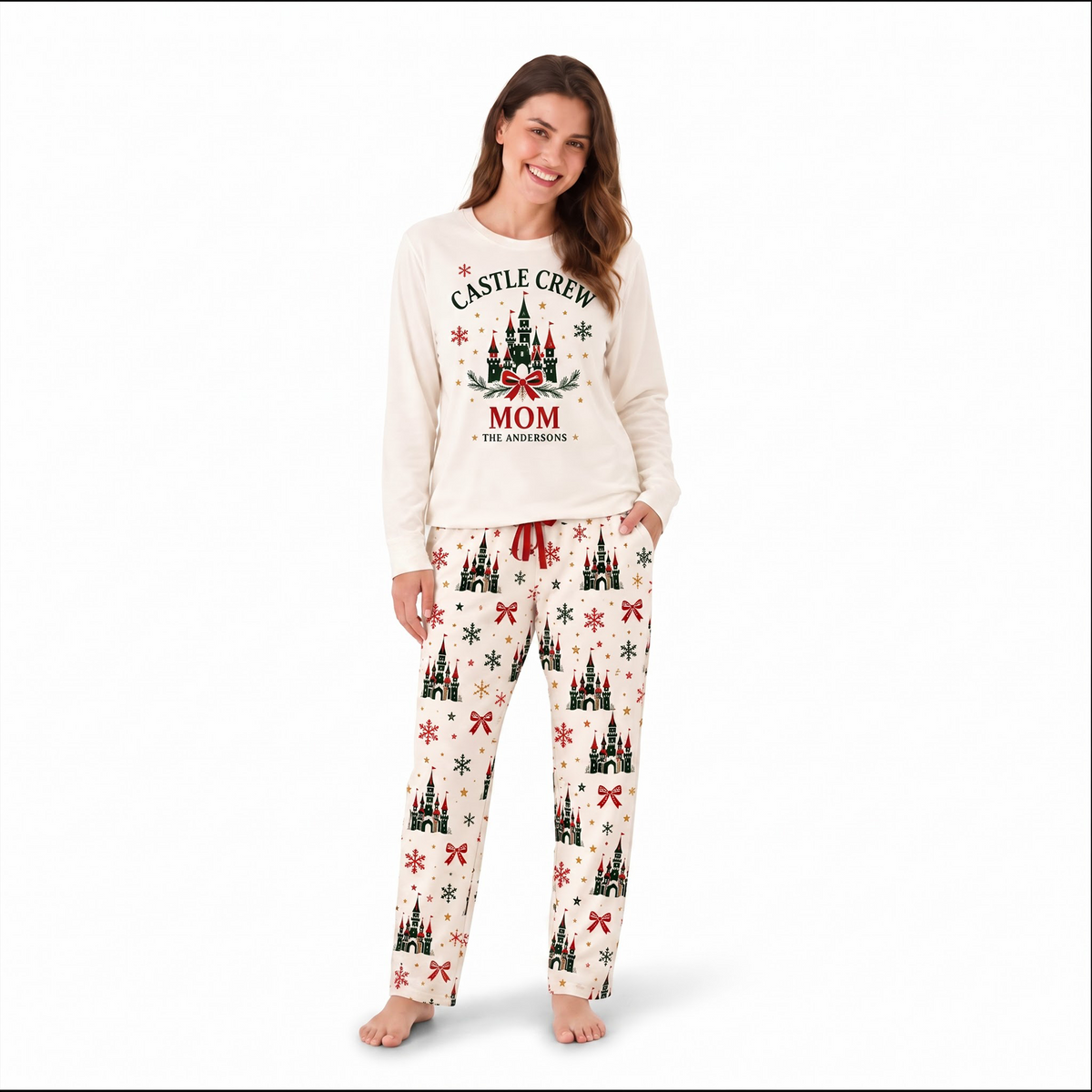Festive Castle Crew Personalized Family Christmas Pajamas With Pet