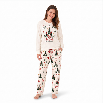 Festive Castle Crew Personalized Family Christmas Pajamas With Pet