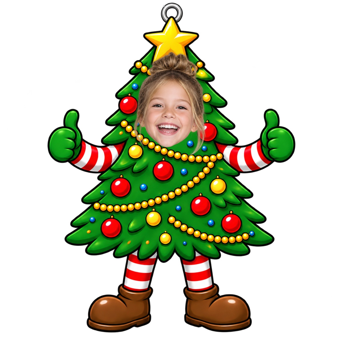 Funny Christmas Tree - Personalized Custom Face Christmas Ornament
