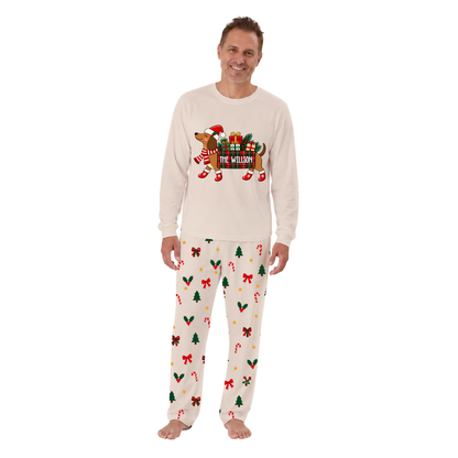 Personalized Festive Dachshund Christmas Gift Family Matching Christmas Pajamas With Pet