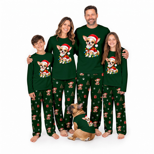 Cute Chihuahua Santa Christmas Dog Lover Matching Family Christmas Pajamas