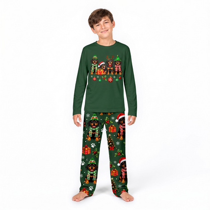 Cute Dachshund Christmas Family Matching Pajamas With Pet