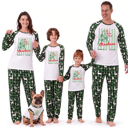 Custom Festive Green Plaid Personalized Family Christmas Pajamas