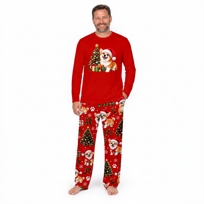 Cute Corgi Christmas Family Matching Pajamas With Pet