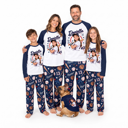 Personalized Custom Photo Baseball Matching Family Pajamas