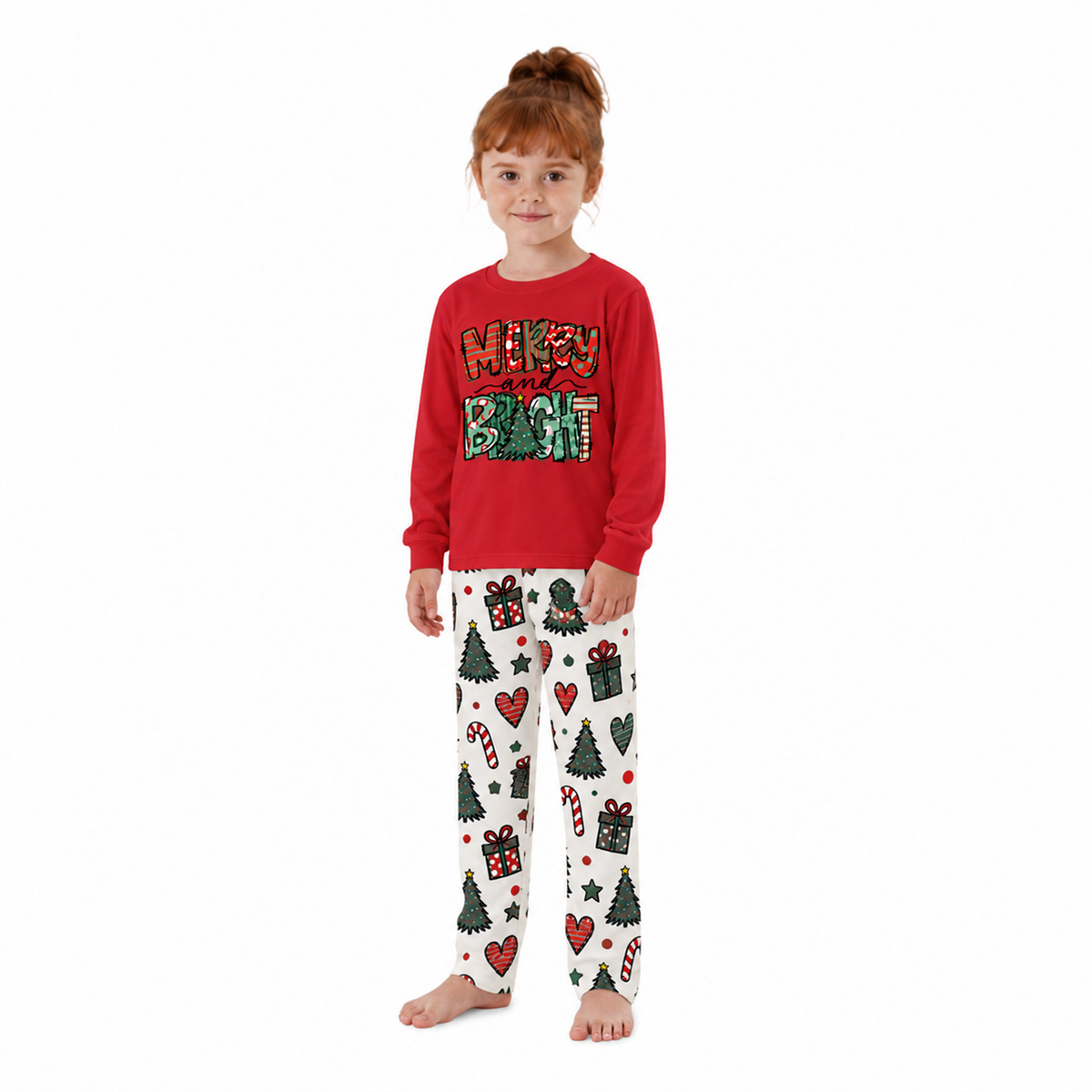 Festive Merry And Bright Family Christmas Pajamas With Pet