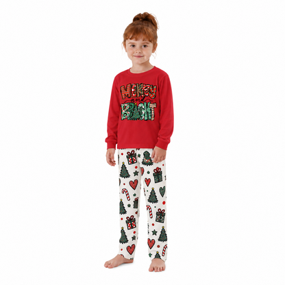 Festive Merry And Bright Family Christmas Pajamas With Pet