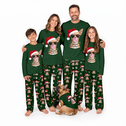 Funny Chihuahua Bubble Gum Christmas Dog Lover Matching Family Christmas Pajamas