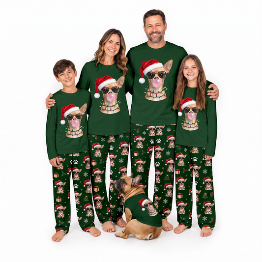 Funny Chihuahua Bubble Gum Christmas Dog Lover Matching Family Christmas Pajamas