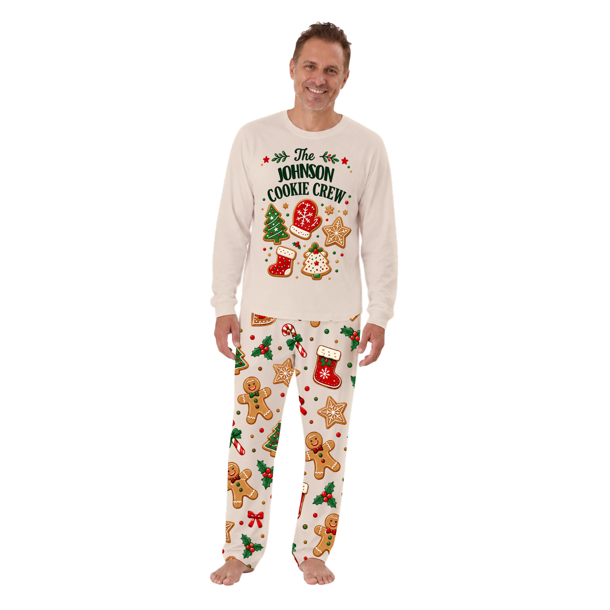 Festive Personalized Christmas Cookie Crew Family Matching Christmas Pajamas With Pet
