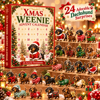Dachshund Christmas Advent Calendar 2026 – 24 Acrylic Ornaments Xmas Gift