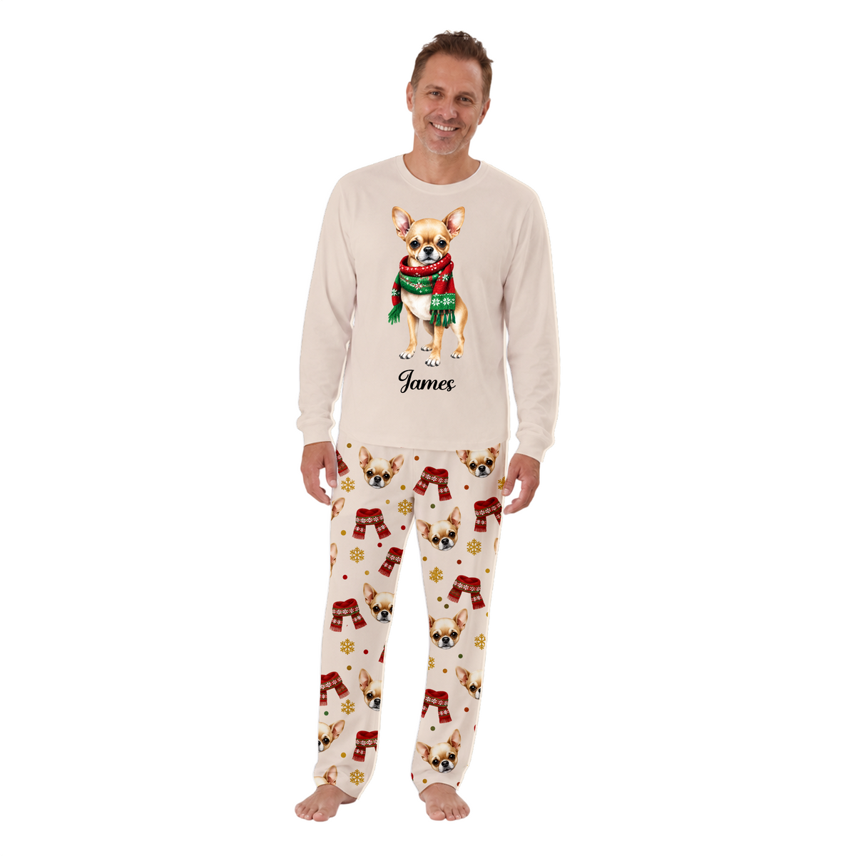 Custom Name Chihuahua Christmas Family Matching Pajamas With Pet