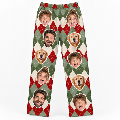 Custom Photo Plaid Lounge Pants – Personalized Face Sleepwear & Pajama Pants