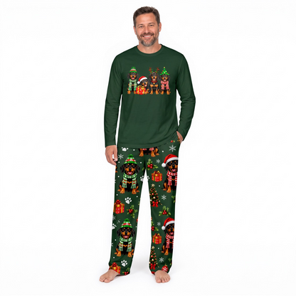 Cute Dachshund Christmas Family Matching Pajamas With Pet